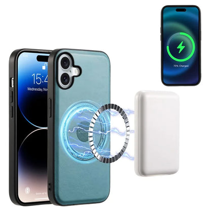 DENIOR D12 For iPhone 16 Case Compatible with Magsafe PU+TPU+PC Phone Cover