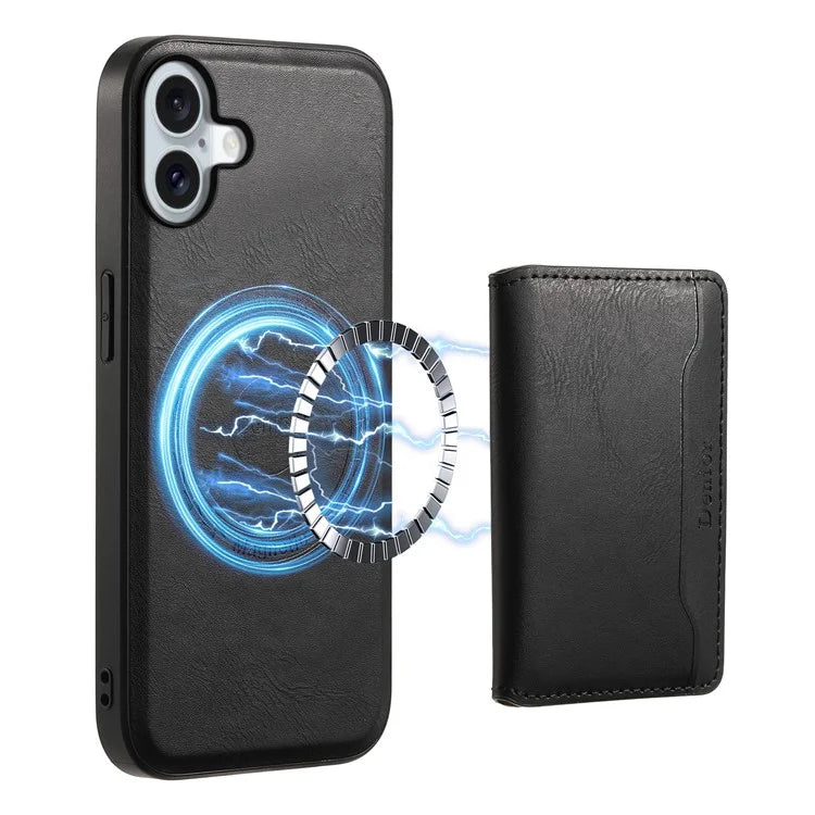 DENIOR D12 For iPhone 16 Case Compatible with Magsafe PU+TPU+PC Phone Cover