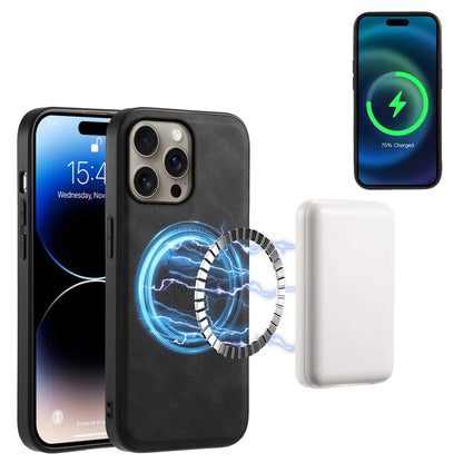 DENIOR A11 For iPhone 16 Pro Max Case Compatible with MagSafe Retro Leather Back Cover