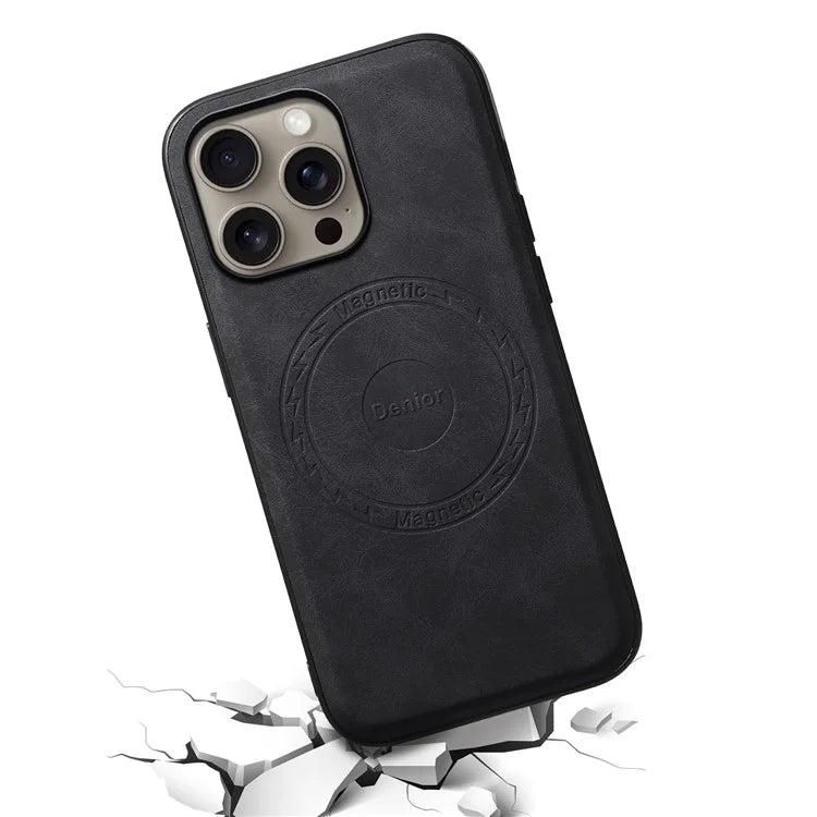DENIOR A11 For iPhone 16 Pro Max Case Compatible with MagSafe Retro Leather Back Cover