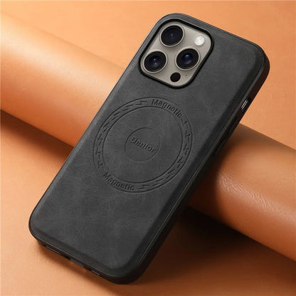 DENIOR A11 For iPhone 16 Pro Max Case Compatible with MagSafe Retro Leather Back Cover
