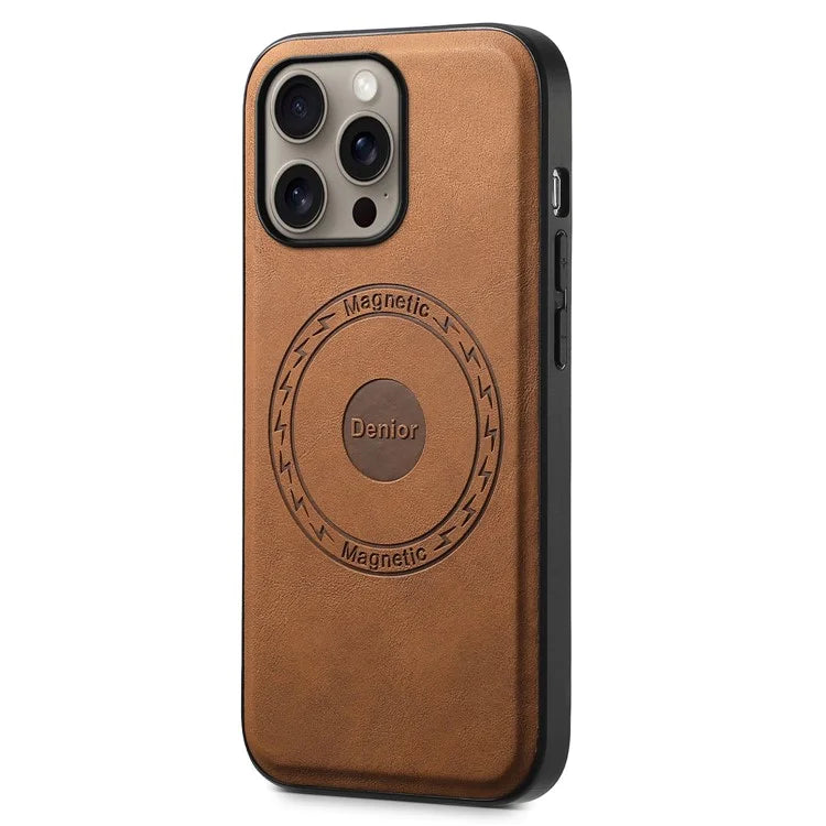 DENIOR A11 For iPhone 16 Pro Max Case Compatible with MagSafe Retro Leather Back Cover