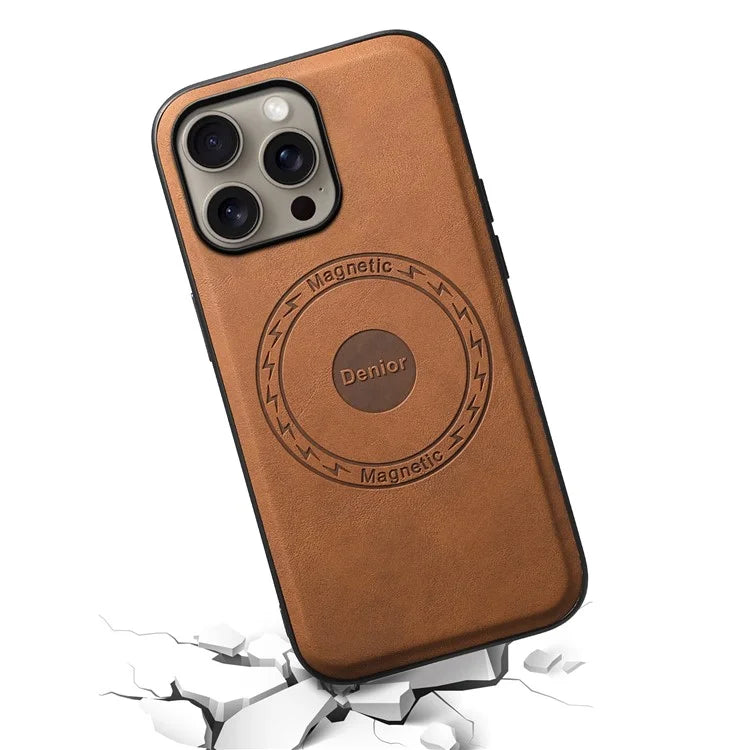 DENIOR A11 For iPhone 16 Pro Max Case Compatible with MagSafe Retro Leather Back Cover