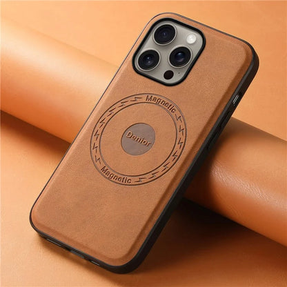 DENIOR A11 For iPhone 16 Pro Max Case Compatible with MagSafe Retro Leather Back Cover