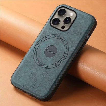 DENIOR A11 For iPhone 16 Pro Max Case Compatible with MagSafe Retro Leather Back Cover