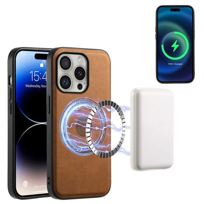 DENIOR A11 For iPhone 16 Pro Case Vintage PU Leather Magnetic Back Cover