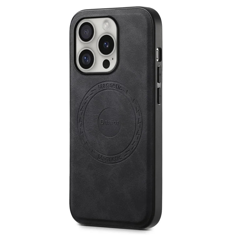 DENIOR A11 For iPhone 16 Pro Case Vintage PU Leather Magnetic Back Cover