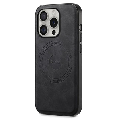 DENIOR A11 For iPhone 16 Pro Case Vintage PU Leather Magnetic Back Cover