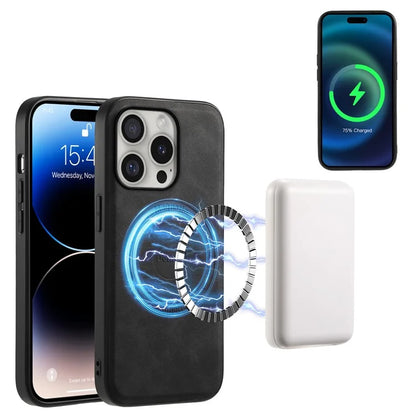 DENIOR A11 For iPhone 16 Pro Case Vintage PU Leather Magnetic Back Cover