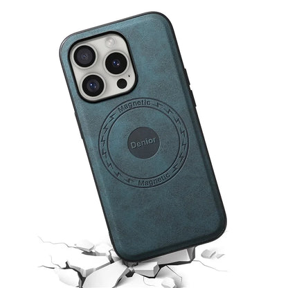 DENIOR A11 For iPhone 16 Pro Case Vintage PU Leather Magnetic Back Cover