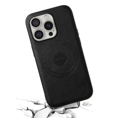 DENIOR A10 for iPhone 16 Pro Case Cowhide Texture Leather Back Cover Compatible with MagSafe