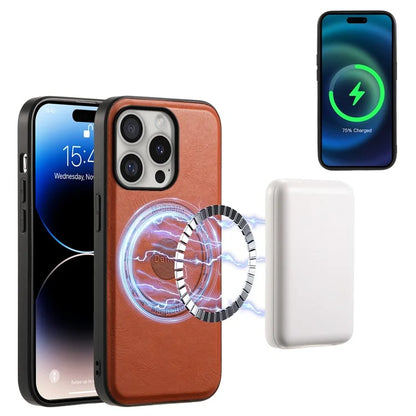 DENIOR A10 for iPhone 16 Pro Case Cowhide Texture Leather Back Cover Compatible with MagSafe