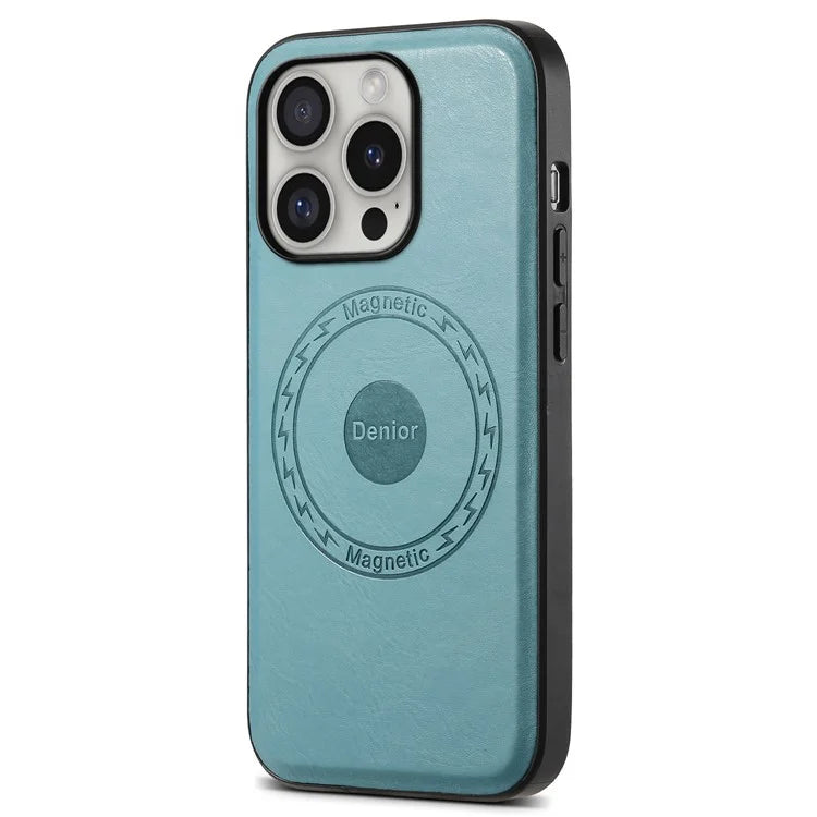 DENIOR A10 for iPhone 16 Pro Case Cowhide Texture Leather Back Cover Compatible with MagSafe