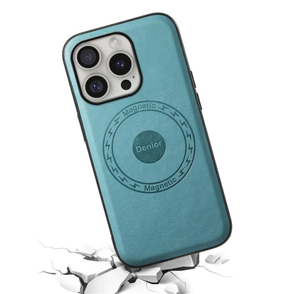 DENIOR A10 for iPhone 16 Pro Case Cowhide Texture Leather Back Cover Compatible with MagSafe