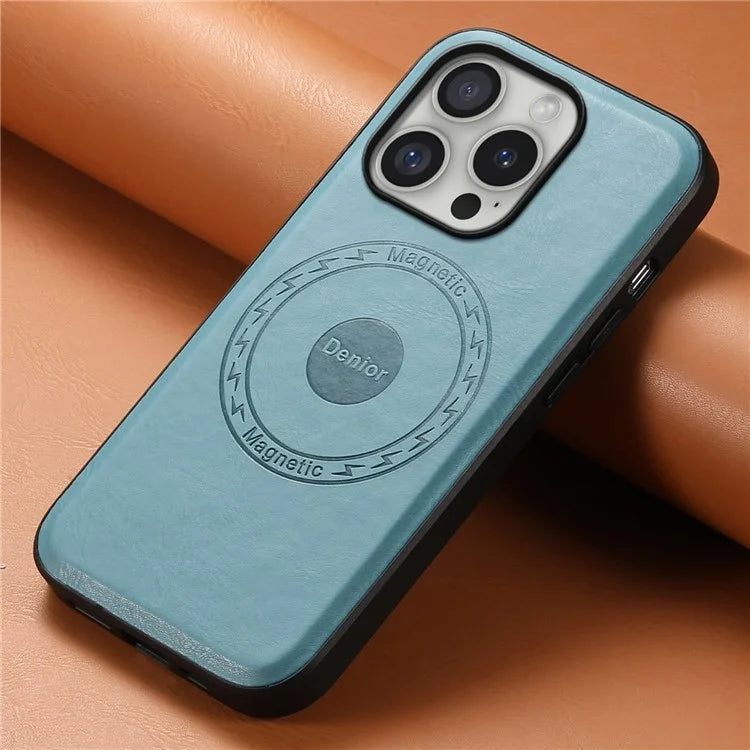 DENIOR A10 for iPhone 16 Pro Case Cowhide Texture Leather Back Cover Compatible with MagSafe