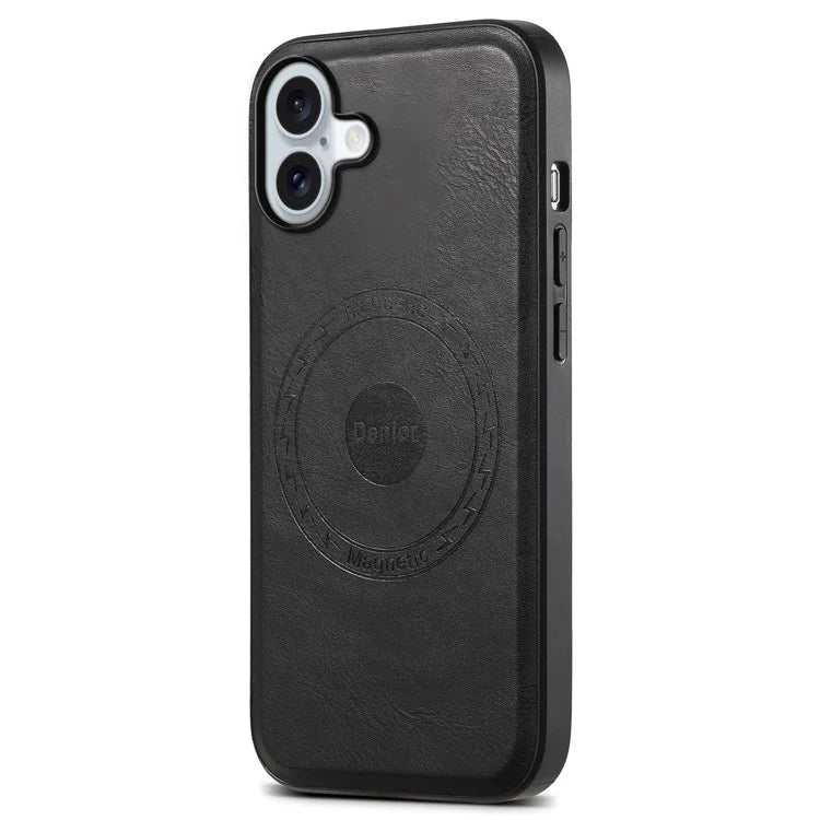 DENIOR A10 for iPhone 16 Case Compatible with MagSafe Cowhide Texture Leather Protective Cover