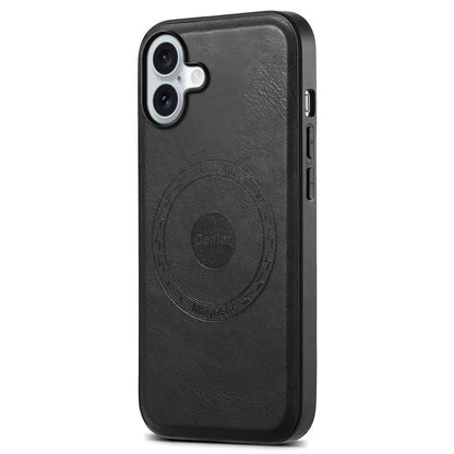 DENIOR A10 for iPhone 16 Case Compatible with MagSafe Cowhide Texture Leather Protective Cover