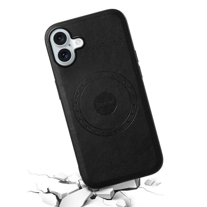 DENIOR A10 for iPhone 16 Case Compatible with MagSafe Cowhide Texture Leather Protective Cover