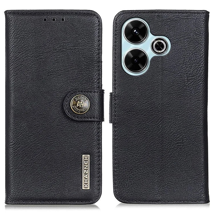 KHAZNEH For Xiaomi Redmi 13 5G / 13 4G Case Cowhide Texture Leather Wallet Style Phone Cover