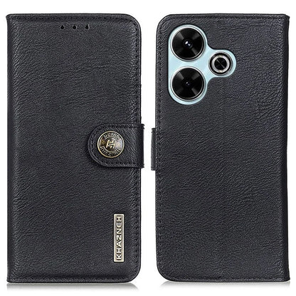 KHAZNEH For Xiaomi Redmi 13 5G / 13 4G Case Cowhide Texture Leather Wallet Style Phone Cover