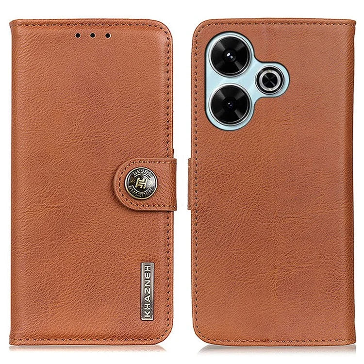 KHAZNEH For Xiaomi Redmi 13 5G / 13 4G Case Cowhide Texture Leather Wallet Style Phone Cover