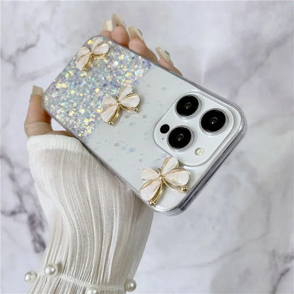 For iPhone 14 Pro Max Case 3D Butterflies Epoxy TPU Phone Cover Luminous Effect