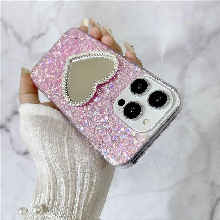 For iPhone 15 Pro Epoxy Case Mirror Design TPU Shockproof Phone Cover