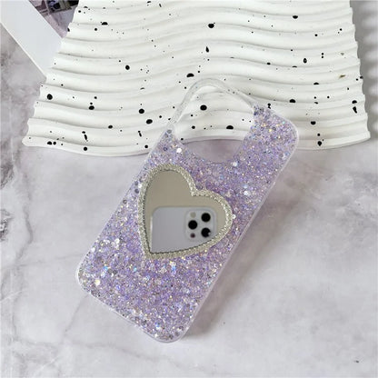 For iPhone 15 Pro Epoxy Case Mirror Design TPU Shockproof Phone Cover