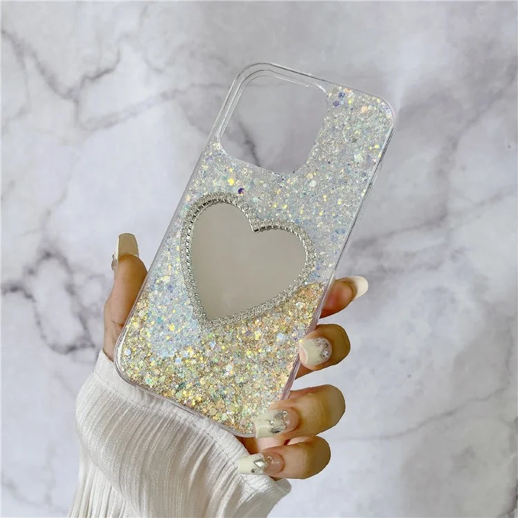 For iPhone 15 Pro Epoxy Case Mirror Design TPU Shockproof Phone Cover