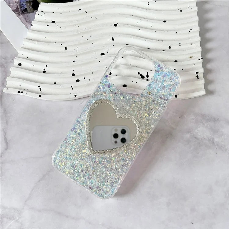 For iPhone 15 Pro Epoxy Case Mirror Design TPU Shockproof Phone Cover
