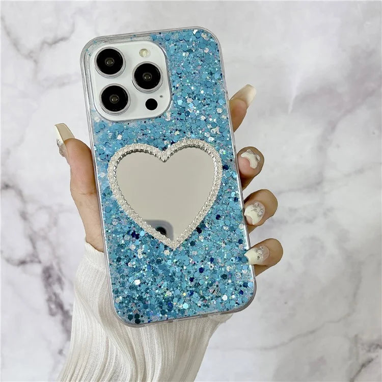 For iPhone 15 Pro Epoxy Case Mirror Design TPU Shockproof Phone Cover