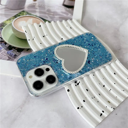 For iPhone 15 Pro Epoxy Case Mirror Design TPU Shockproof Phone Cover
