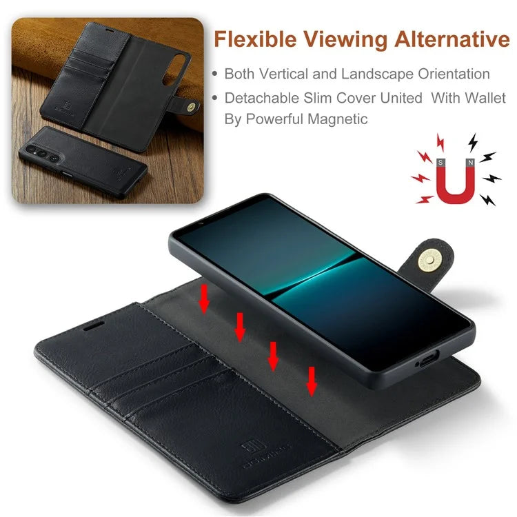 DG.MING for Sony Xperia 1 VI Case Detachable Split Leather Phone Cover