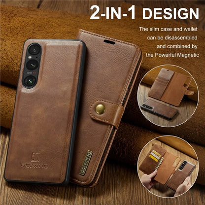 DG.MING for Sony Xperia 1 VI Case Detachable Split Leather Phone Cover
