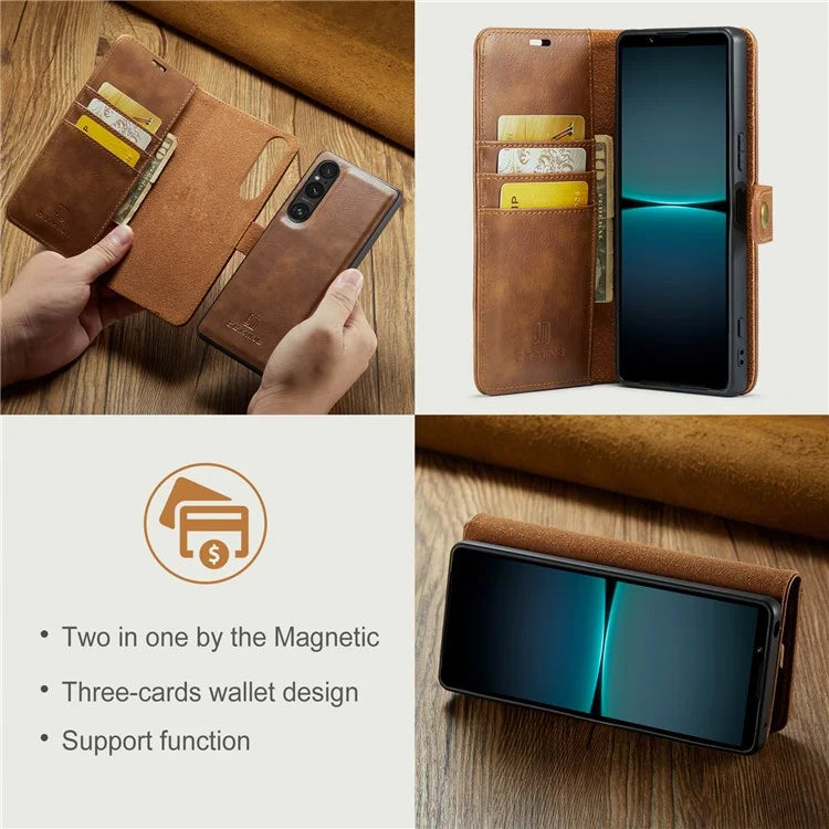 DG.MING for Sony Xperia 1 VI Case Detachable Split Leather Phone Cover