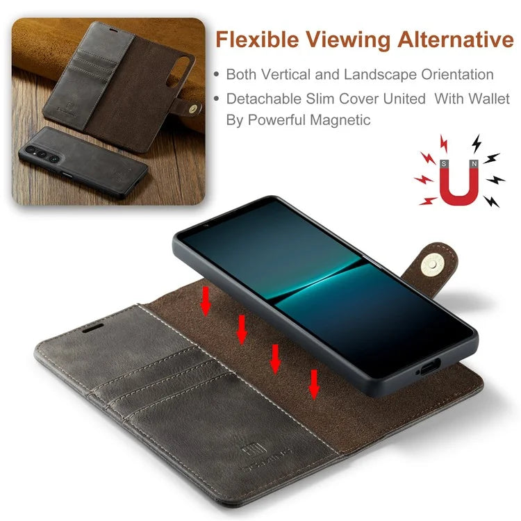 DG.MING for Sony Xperia 1 VI Case Detachable Split Leather Phone Cover