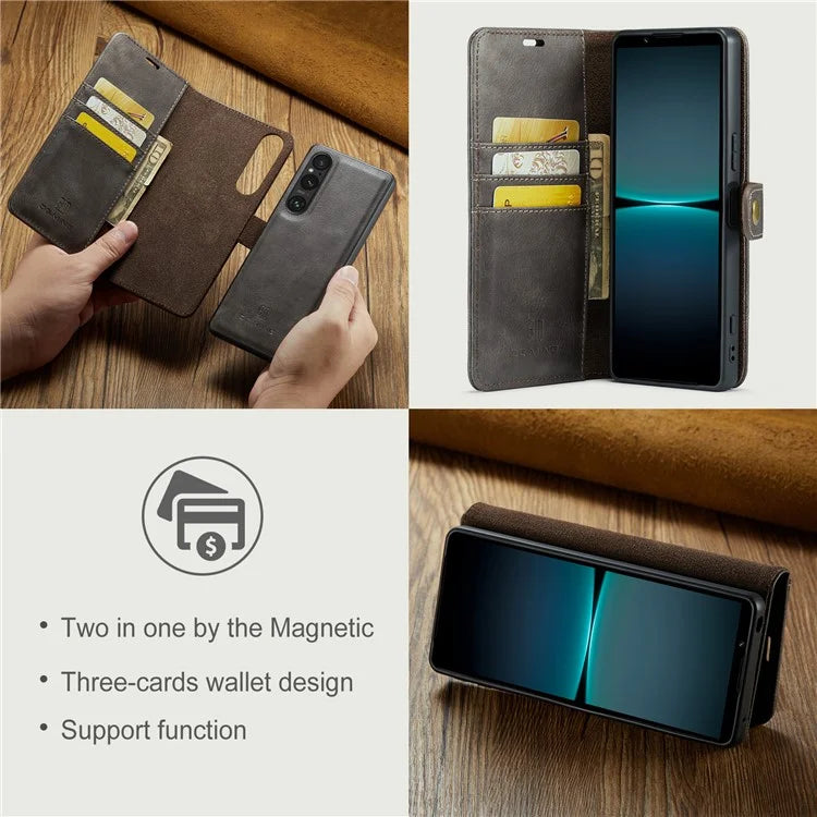 DG.MING for Sony Xperia 1 VI Case Detachable Split Leather Phone Cover