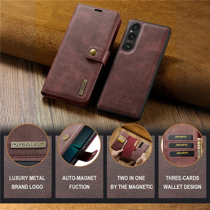 DG.MING for Sony Xperia 1 VI Case Detachable Split Leather Phone Cover