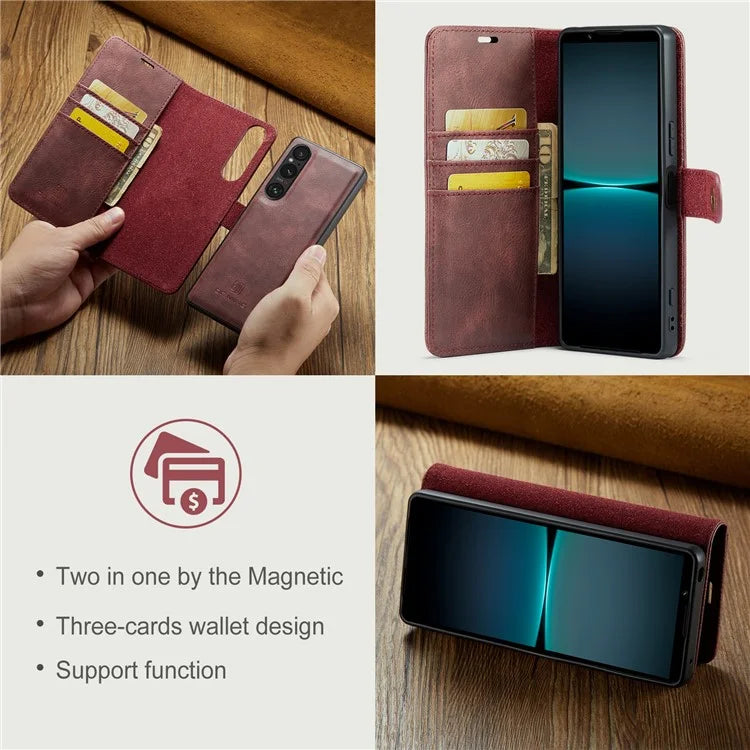 DG.MING for Sony Xperia 1 VI Case Detachable Split Leather Phone Cover
