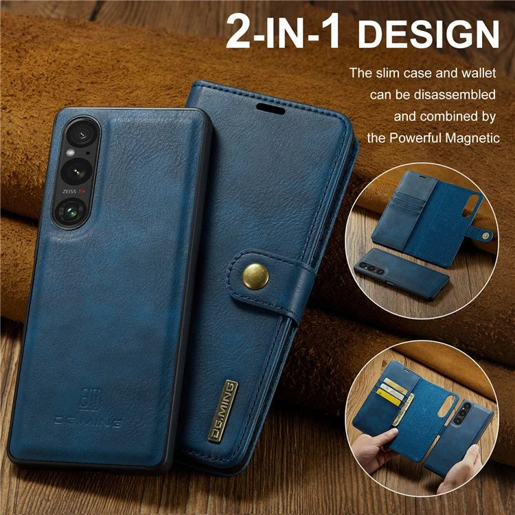 DG.MING for Sony Xperia 1 VI Case Detachable Split Leather Phone Cover