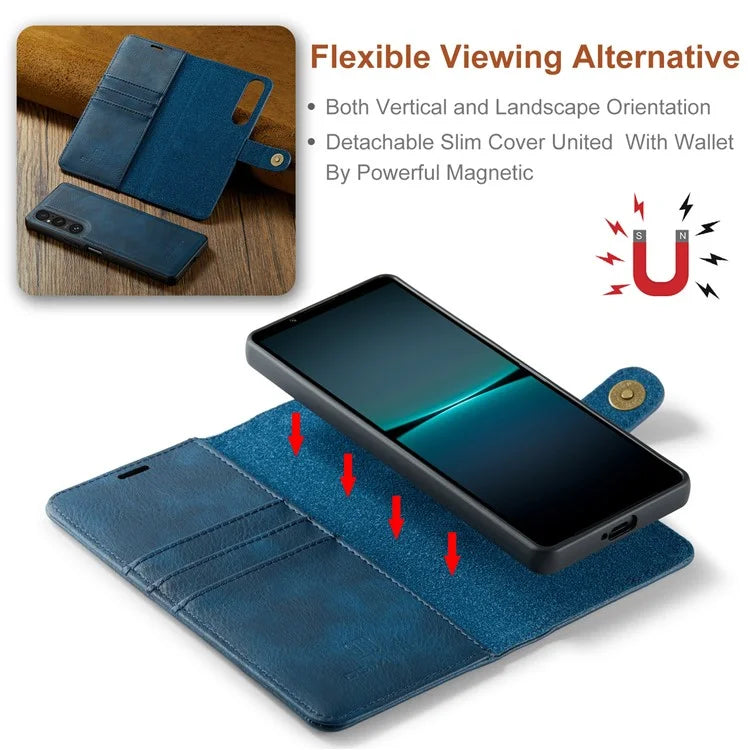 DG.MING for Sony Xperia 1 VI Case Detachable Split Leather Phone Cover
