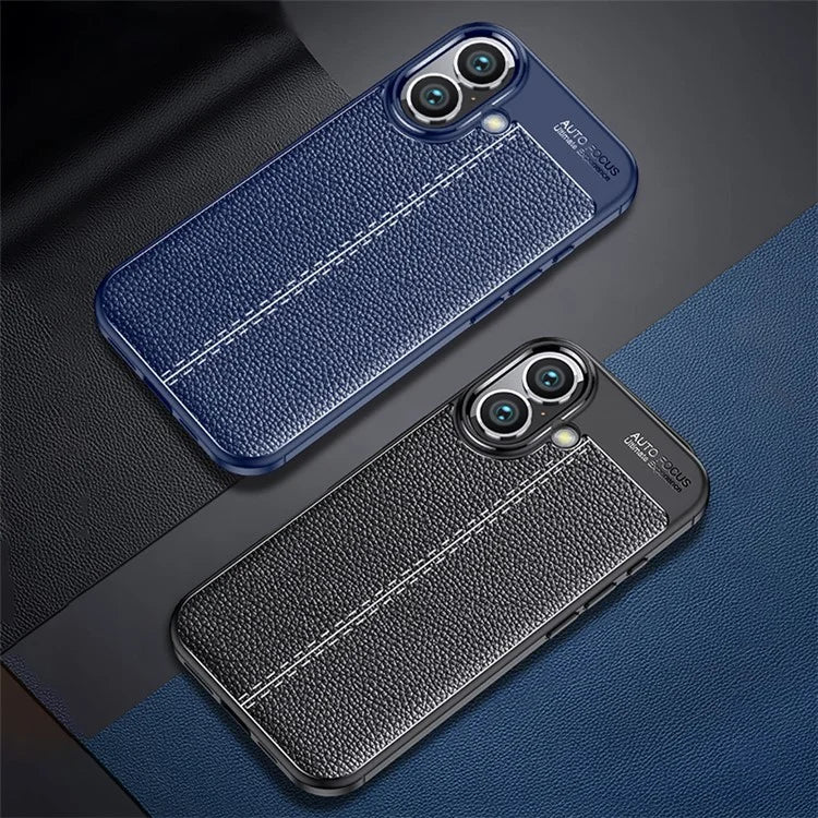 For iPhone 16 Case Litchi Texture Back TPU Phone Cover