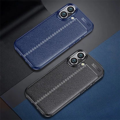 For iPhone 16 Case Litchi Texture Back TPU Phone Cover