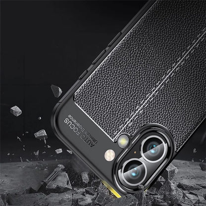 For iPhone 16 Case Litchi Texture Back TPU Phone Cover