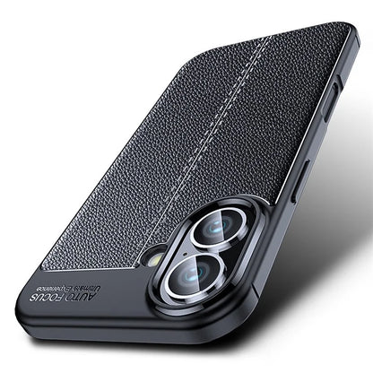 For iPhone 16 Plus Case Litchi Texture TPU Back Phone Cover