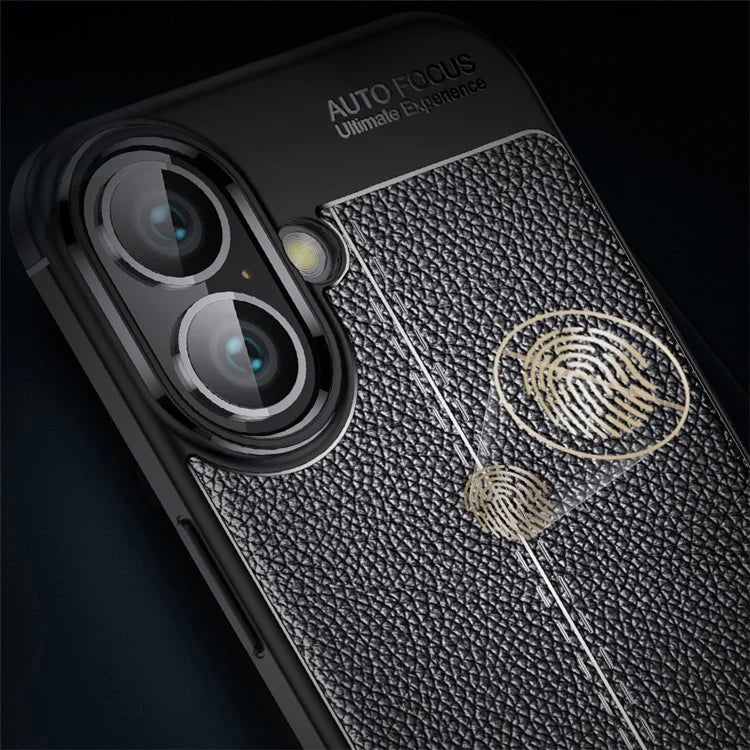 For iPhone 16 Plus Case Litchi Texture TPU Back Phone Cover