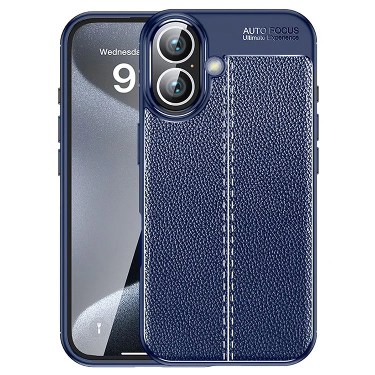 For iPhone 16 Plus Case Litchi Texture TPU Back Phone Cover