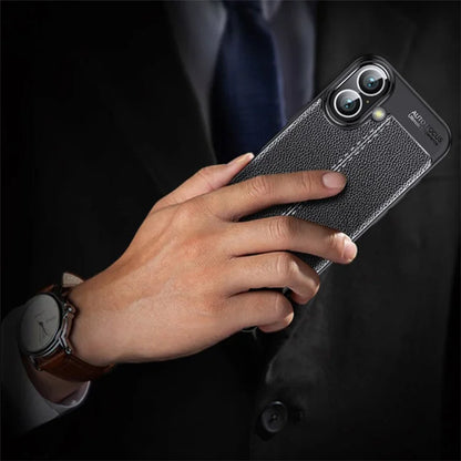 For iPhone 16 Plus Case Litchi Texture TPU Back Phone Cover