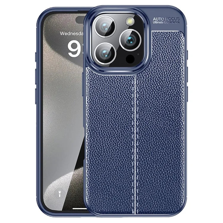 For iPhone 16 Pro Max Case Litchi Texture Anti-Drop TPU Phone Cover