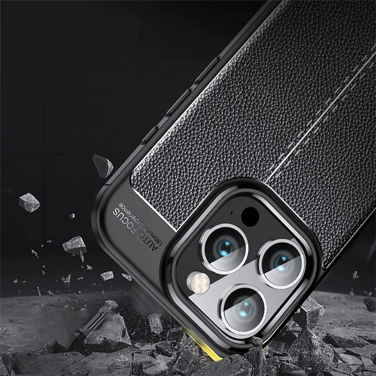 For iPhone 16 Pro Case Litchi Texture Shockproof TPU Phone Cover
